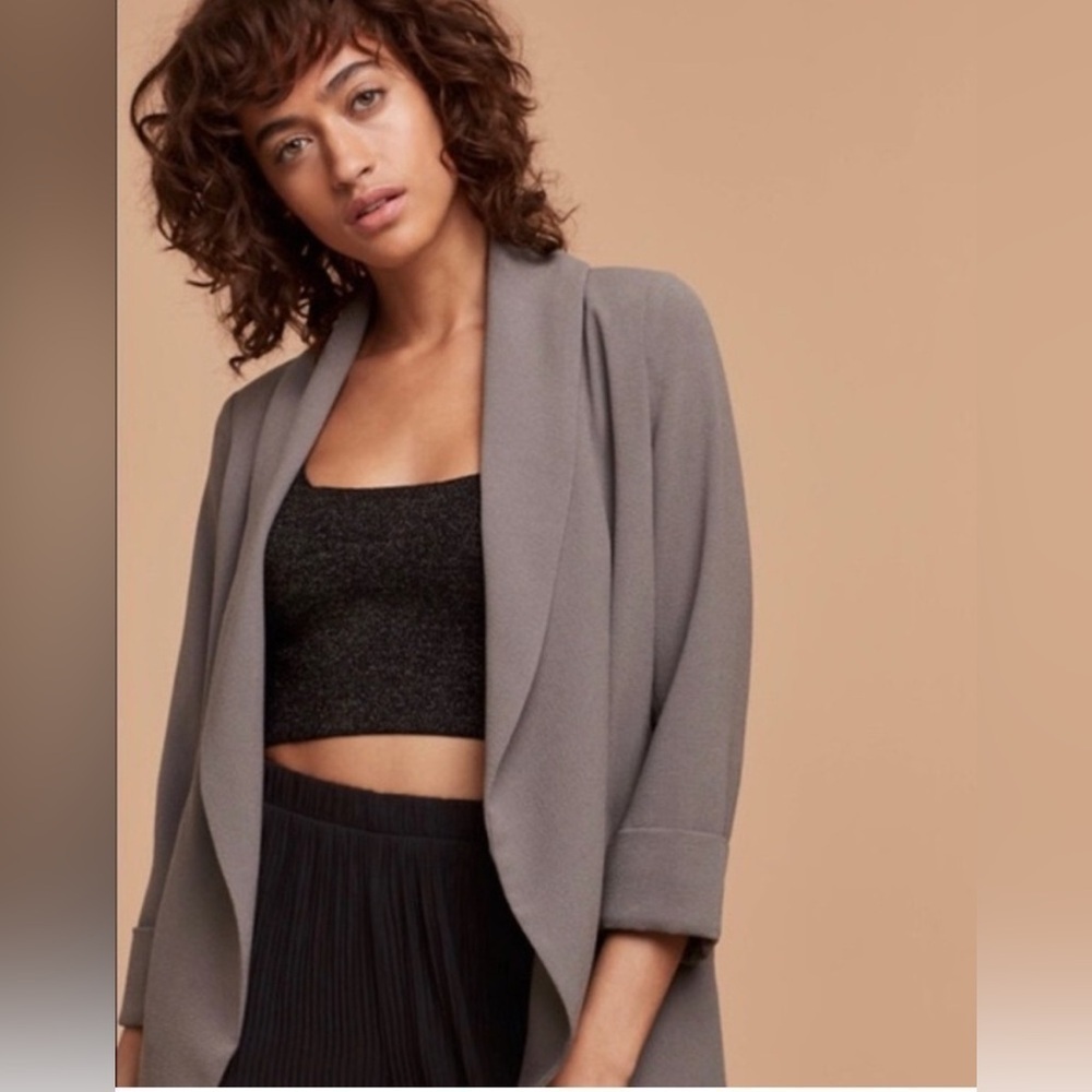 Aritzia Gray Draped Open-Front Blazer - Picture 2 of 11